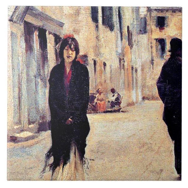 Sargent - Straße in Venedig, schöne Kunst Fliese (Vorderseite)