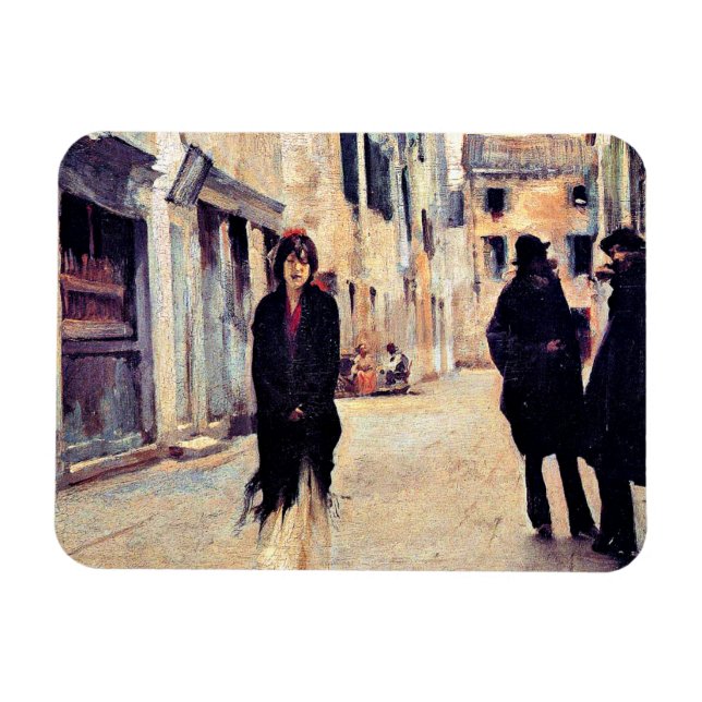 Sargent - Straße in Venedig, schöne Kunst Magnet (Horizontal)
