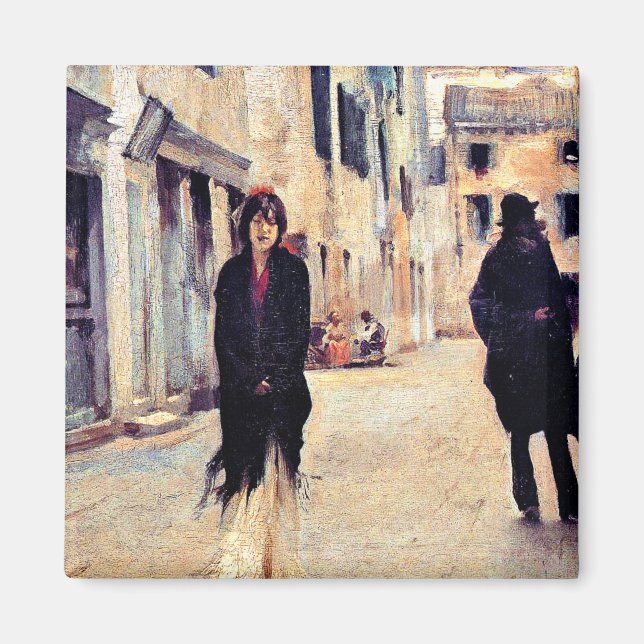 Sargent - Straße in Venedig, schöne Kunst Magnet (Vorne)