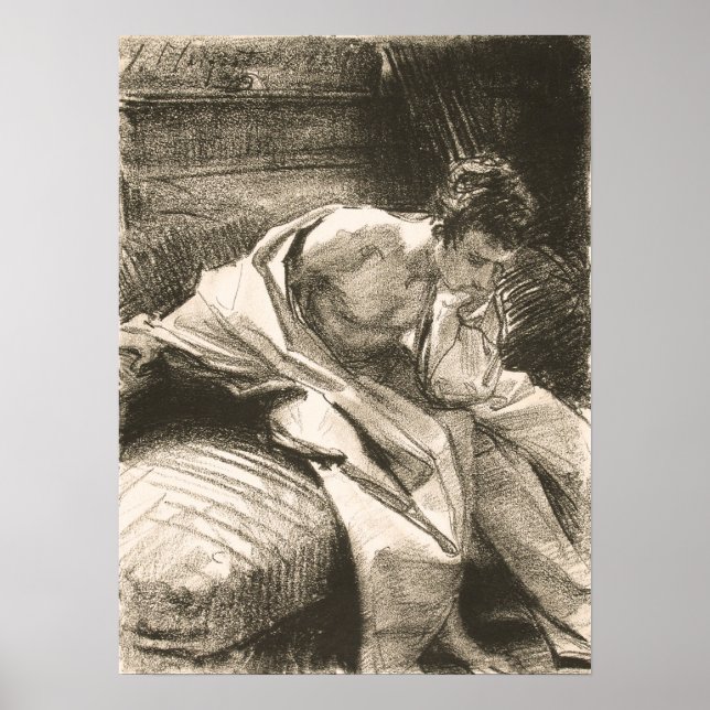 Sargent - Studie eines jungen Mannes sitzend Poster (Vorne)