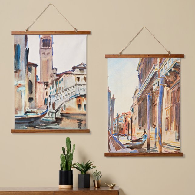 Sargent - Zwei berühmte Aquarellbilder Wandteppich Mit Holzrahmen (Asymmetrisch)