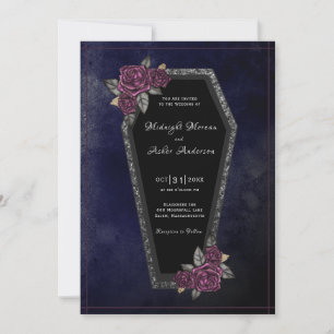 Sargrosen funkeln Navyblau Halloween-Hochzeit Einladung