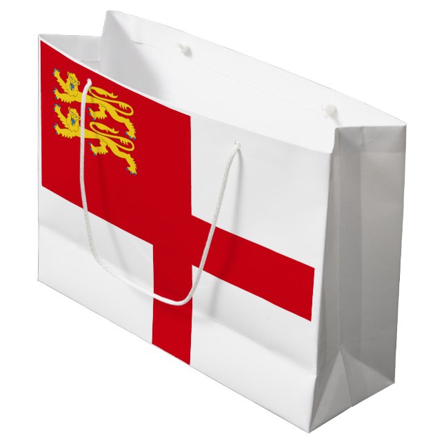 Sark-Flagge Große Geschenktüte (Vorderseite Schrägansicht)