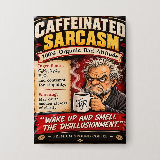 Sarkasmus-Kaffee-Abzeichen Button (Vorderseite)