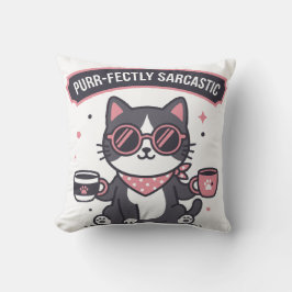 Sarkastische Coole Katze Bandana Kaffee Liebhaber  Kissen