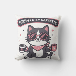Sarkastische Coole Katze Bandana Kaffee Liebhaber Kissen