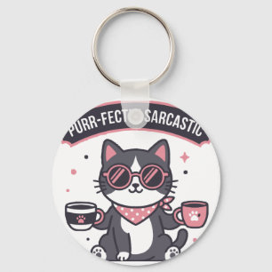 Sarkastische Coole Katze Bandana Kaffee Liebhaber  Schlüsselanhänger