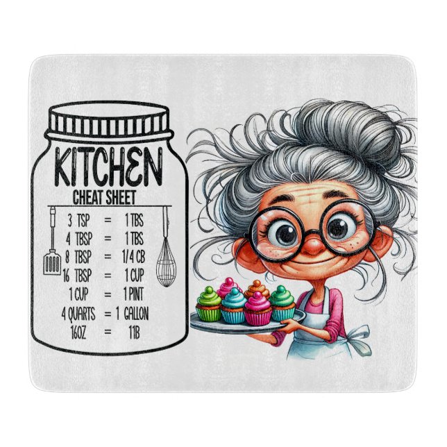 Sarkastische Küchen-Cheat-Sheet-Tabelle   Schneidebrett (Vorderseite)