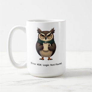 Sarkastische mürrische Eule "Fehler 404 Logik nich Kaffeetasse