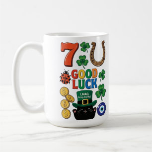 Sarkastische schwarze Katze und Glücksbringer Kaffeetasse