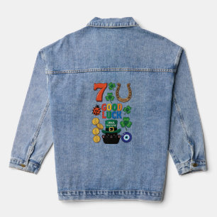 Sarkastische schwarze Katze und Lucky Charms Jeansjacke