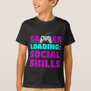 Sarkastischer Gamer, der soziale Fähigkeiten lädt, T-Shirt