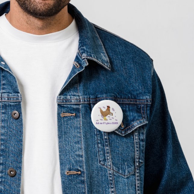 Sarkastischer Hahn – Frag mich, ob ich gackere Button (Von Creator hochgeladen)