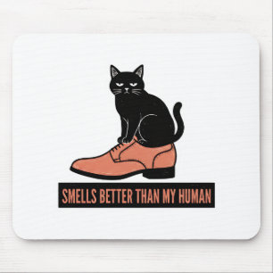Sarkastischer Linolschnitt-Katzen-im-Schuh-Meme Mousepad