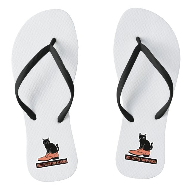 Sarkastischer Linolschnitt-Katzen-in-Schuh-Meme Flip Flops (Fußbett)