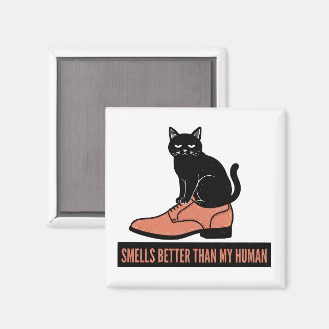 Sarkastischer Linolschnitt-Katzen-in-Schuh-Meme Magnet (Vorderseite/Rückseite)