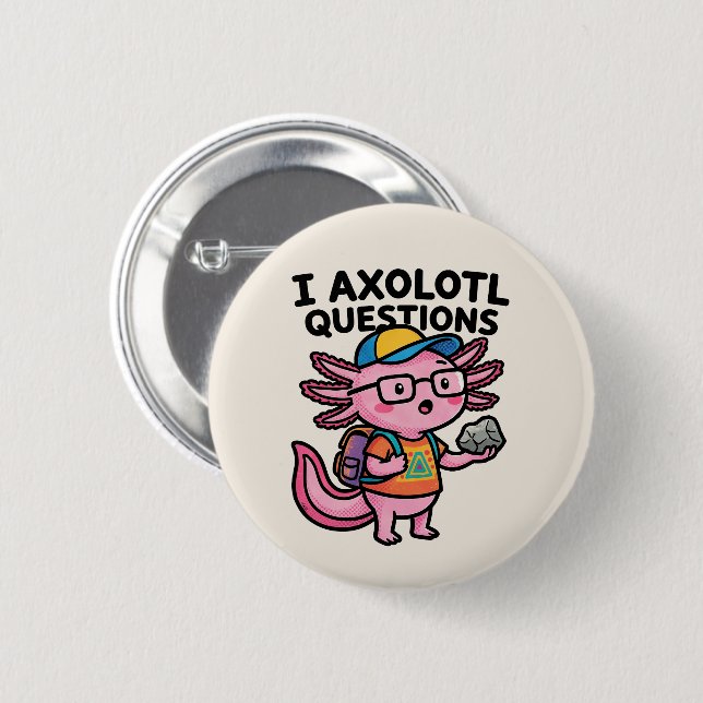 Sarkastischer Nerd Axolotl I Axolotl Fragen Meme Button (Vorne & Hinten)