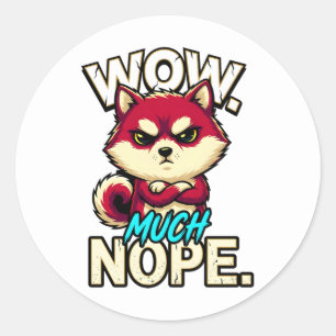 Sarkastischer Shiba Inu Wow Viel Nein Lustiges Mem Runder Aufkleber