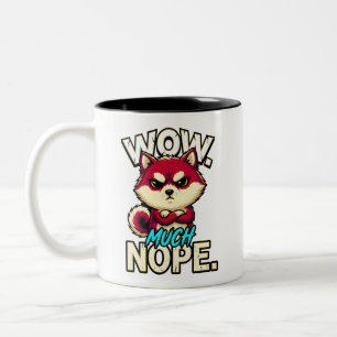 Sarkastischer Shiba Inu Wow Viel Nein Lustiges Mem Zweifarbige Tasse