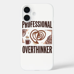 Sarkastischer Überdenker mit Kaffee und Chaos iPhone 16 Hülle