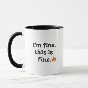 Sarkastisches "Das ist okay"-Meme mit Feuer-Emoji Tasse
