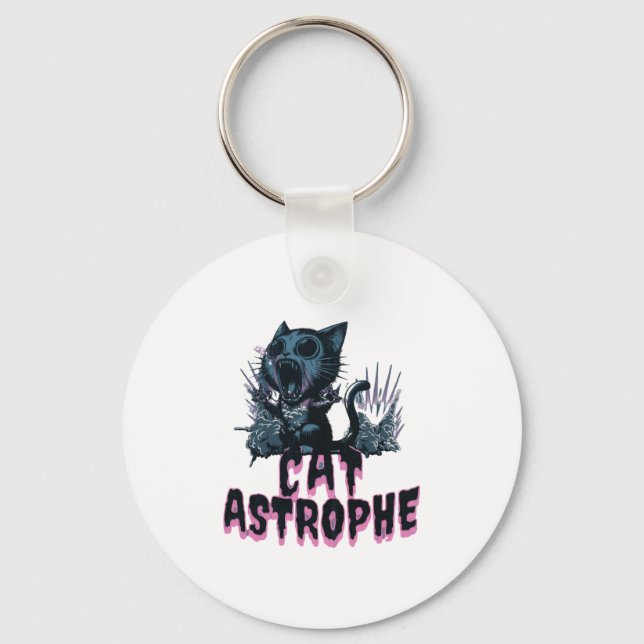 Sarkastisches Design mit grumpy cat im Cartoon-Sti Schlüsselanhänger (Vorderseite)