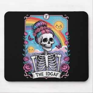 Sarkastisches Skelett The Idgaf Lustige Tarotkarte Mousepad