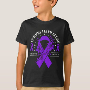 Sarkoidose-Bewusstsein florales violettes Band  T-Shirt