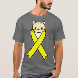 Sarkom-Krebsbewusstsein Kawaii Katze Gelbes Band T-Shirt