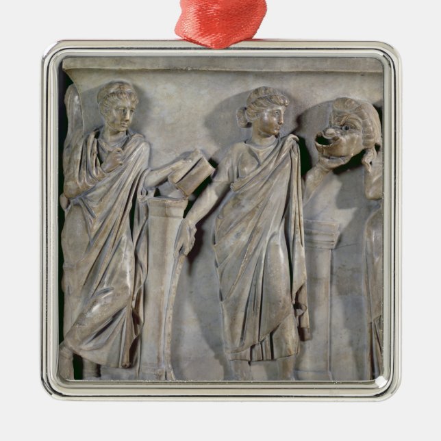 Sarkophag der Musen, Detail von Clio u. Ornament Aus Metall (Vorne)