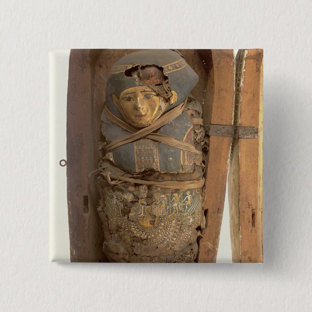 Sarkophag und mummified Körper von Psametik I Button (Vorderseite)