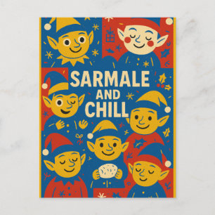 Sarmale und Chill-Elfen-Weihnachtskarte Feiertagspostkarte