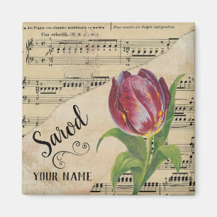 Sarod Tulip Vintage Sheet Music Customized Magnet