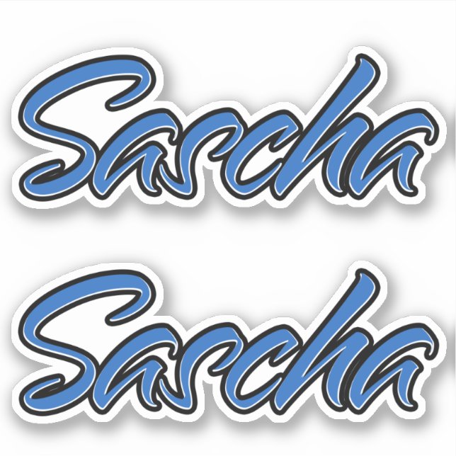 Sascha Name blue Aufkleber Sticker Stickerset (Vorderseite)