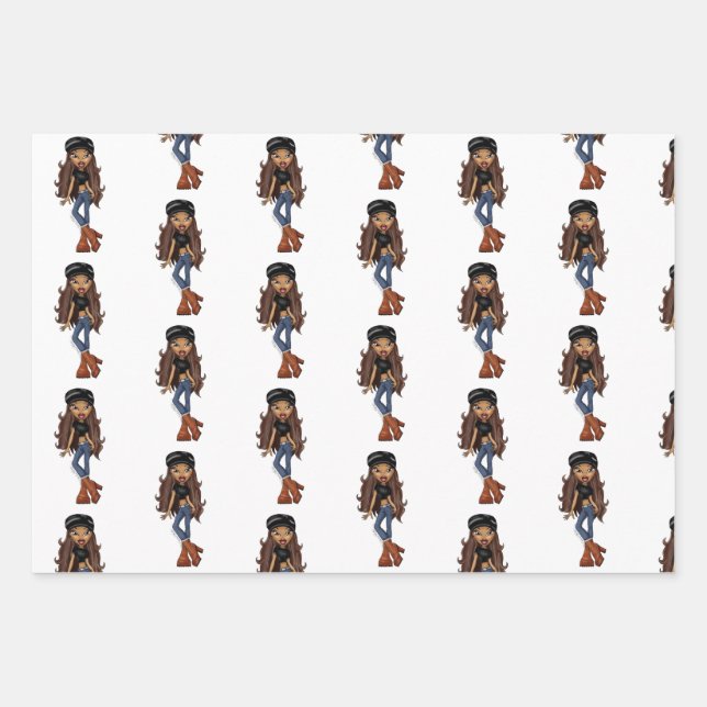 Sasha Bratz x Dolls Kill Outfit Wrapping Paper Geschenkpapier Set (Vorderseite)