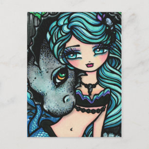 Sasha & Jett Mermaid Fantasy Dragon Art Postkarte