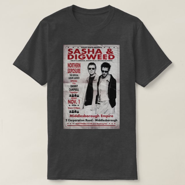 Sasha John DigNorthern Exposure Album Launch 1996 T-Shirt (Design vorne)