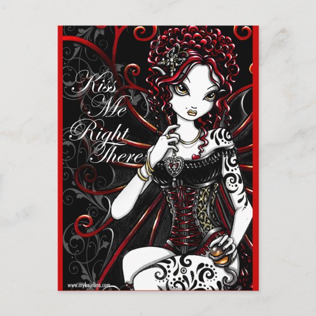Sasha Red Corset Tattoo Fairy Postcard Postkarte (Vorderseite)