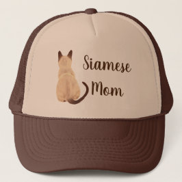 Sasha Siamese Cat Mama Kitty Blick weg Zeichnend Truckerkappe