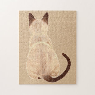 Sasha Siamese Cat Person Kitty Looking Away Art Puzzle