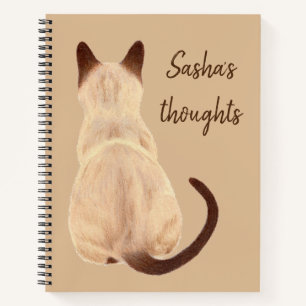 Sasha Siamese Katze Sitzen Rückansicht Kätzchen  Notizbuch