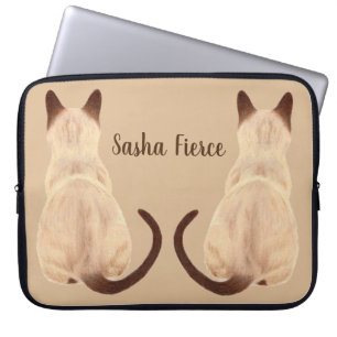 Sasha Siamese-Katzenmutter-Kitty schaut weg Rückan Laptopschutzhülle