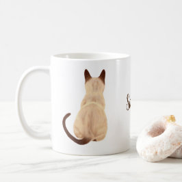 Sasha siamesische Katze, die hintere Tasse
