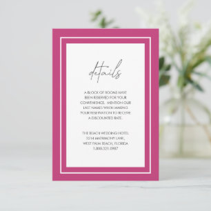 Sasha Vibrannt Pink Moderne Hochzeit Begleitkarte
