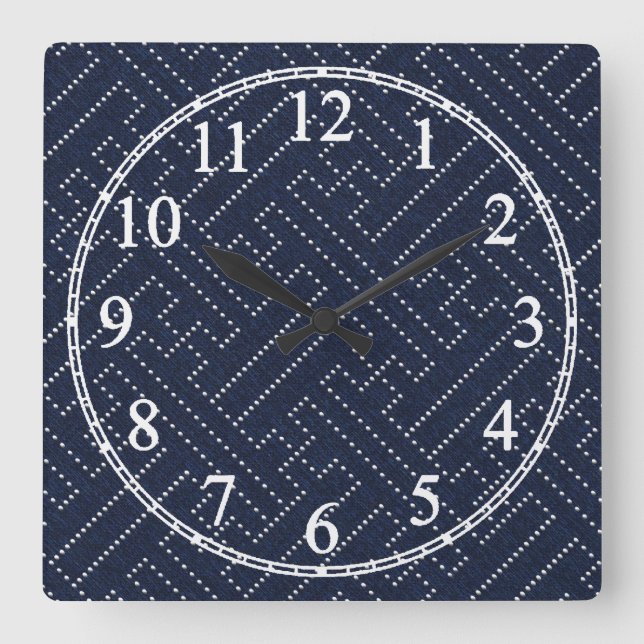Sashiko Key Quadratische Wanduhr (Vorderseite)