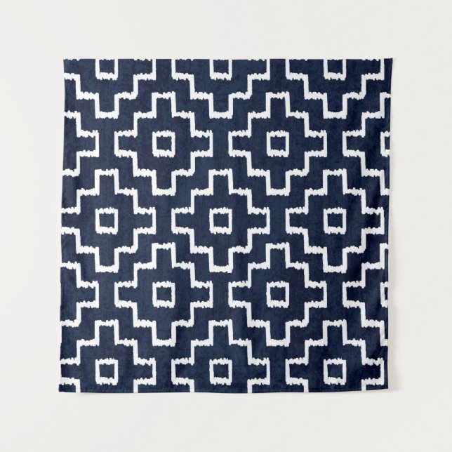 Sashiko nahtlos indigo Farbmuster mit Tradition Wandteppich (Vorderseite)