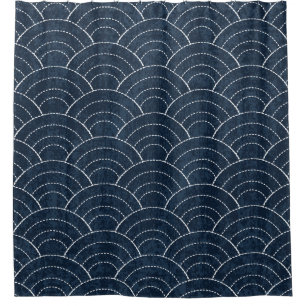 Sashiko Stickerei: Indisches japanisches Muster. Duschvorhang