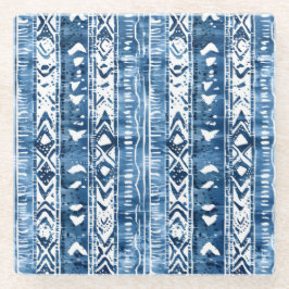 Sashiko Weiß und Blau Muster Glasuntersetzer