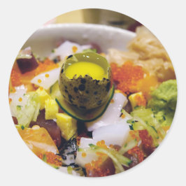 Sashimi Lmon Thunfisch Meeresfrüchte Kaviar Japani Runder Aufkleber