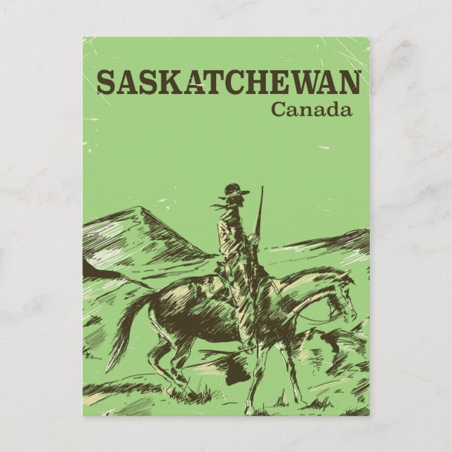 Saskatchewan Canada Vintage Reiseplakat Postkarte (Vorderseite)